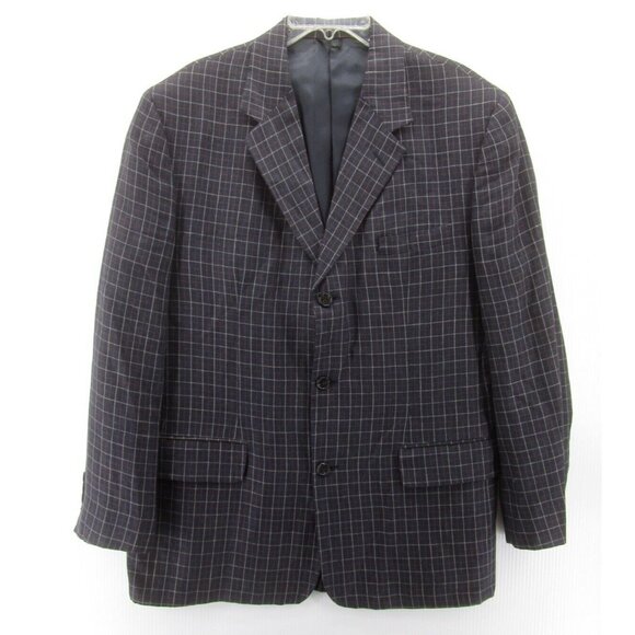 VINTAGE J Crew Sport Coat 42 Linen Blazer Jacket Plaid 90s USA Preppy * - Picture 1 of 13